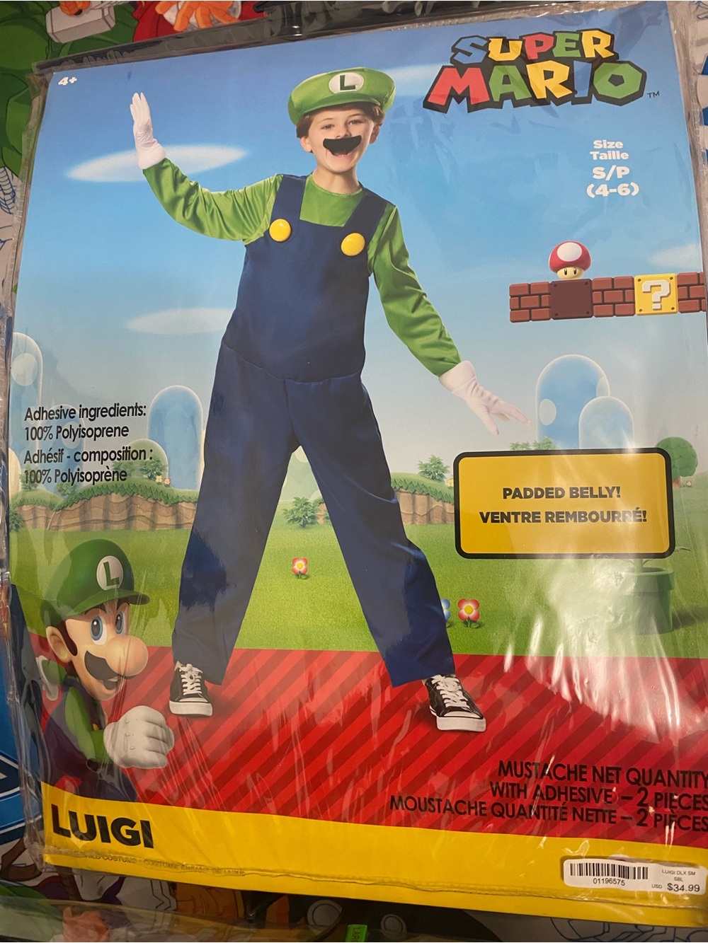 Luigi Kids Costume Overalls in Green and Blue - Official Super Mario